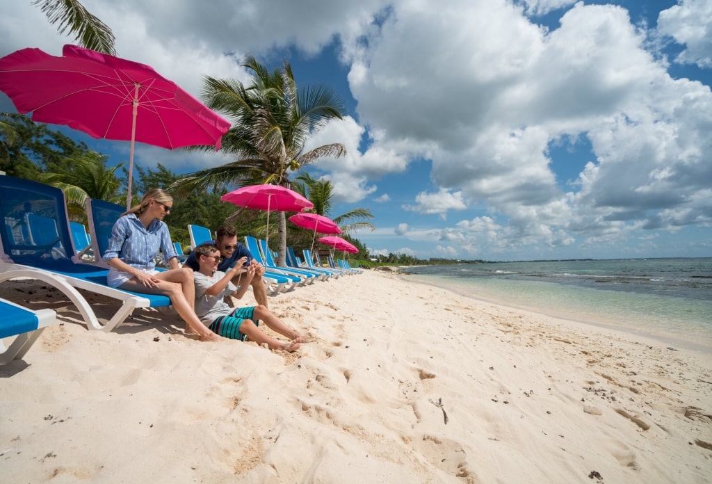 Family relaxing at the beach