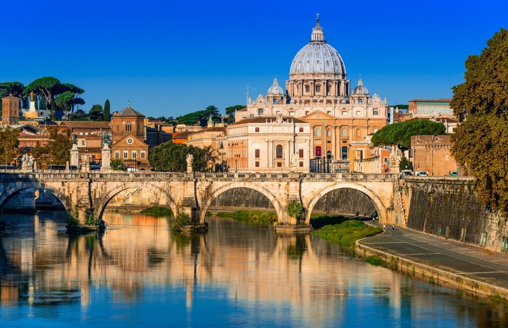 View of Tiber River with St. Peter's Basilica