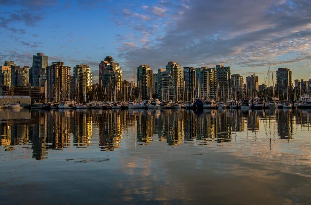 Vancouver skyline reflecting on water