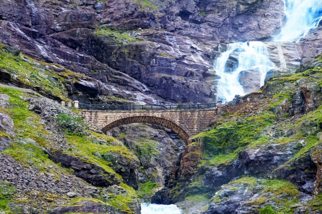 View of Stigfoss Waterfall from Trollstigen road