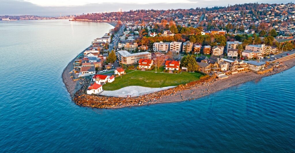 Aerial view of Alki Point, Seattle