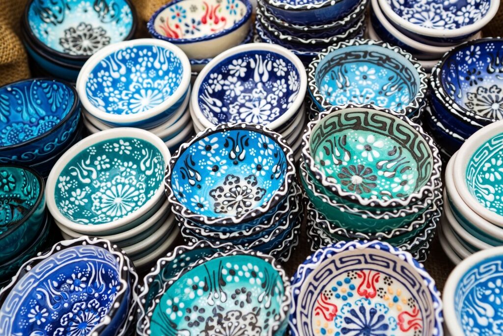 Beautiful hand-painted ceramics in shades of blue