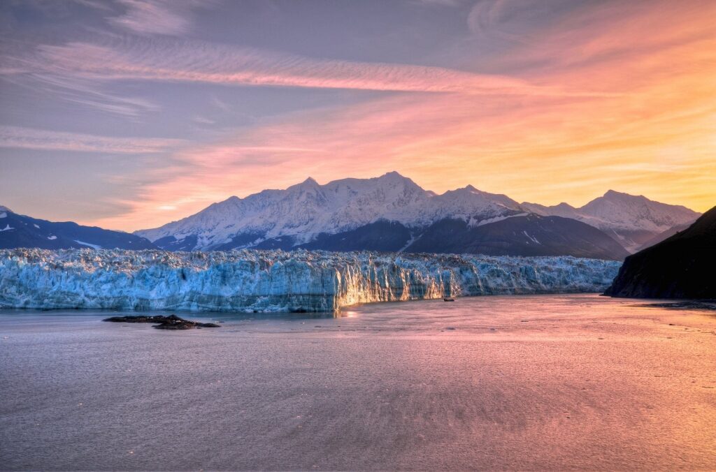 View of Hubbard Glacier at sunrise
