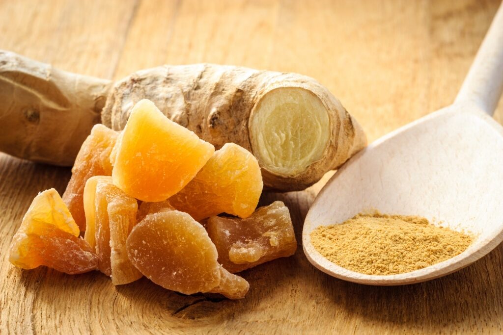 Ginger root and candied ginger