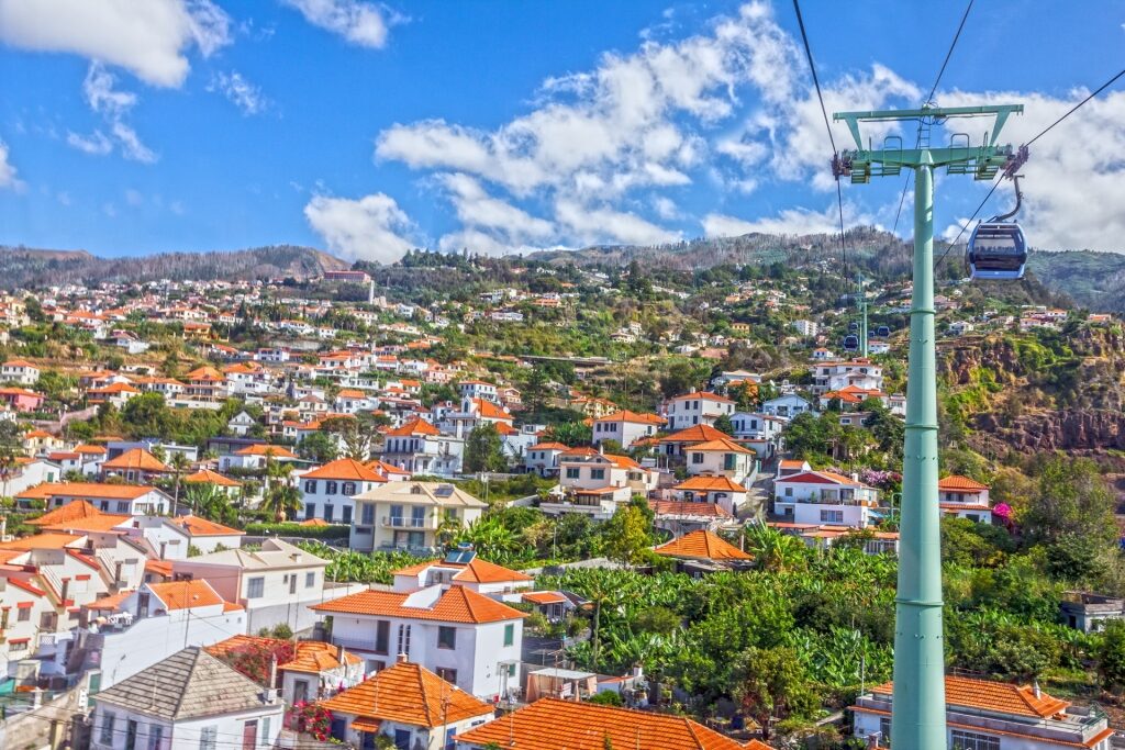 View of Monte in Madeira with cable car