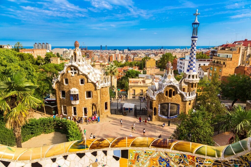 Lovely architecture of Park Guell, Spain
