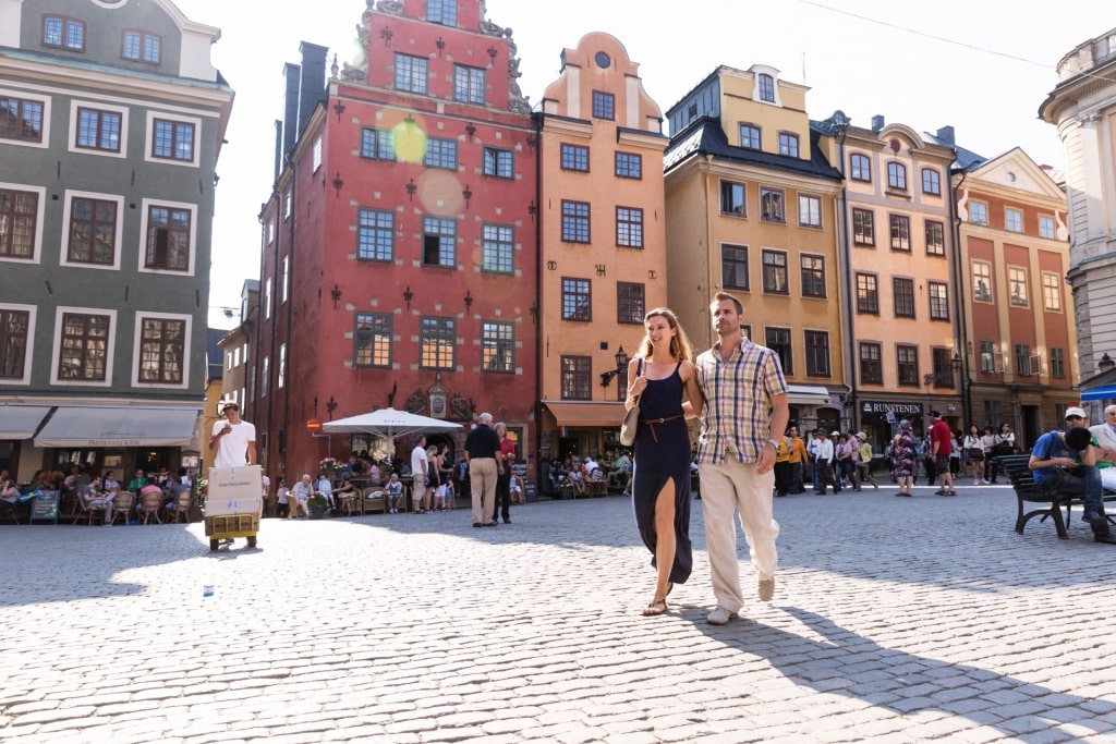 Colorful street of Gamla Stan in Stockholm, Sweden