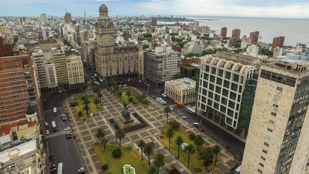 Aerial view of Plaza de Independencia, Uruguay
