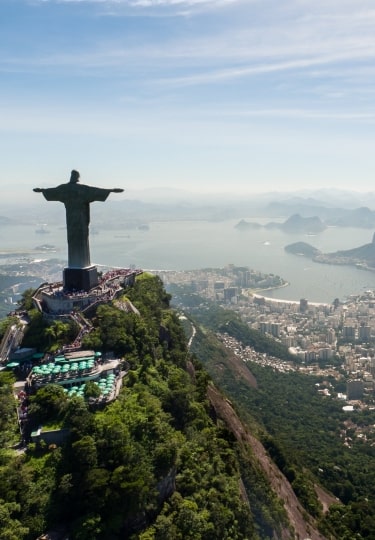 Aerial view of Brazil including Christ the Redeemer