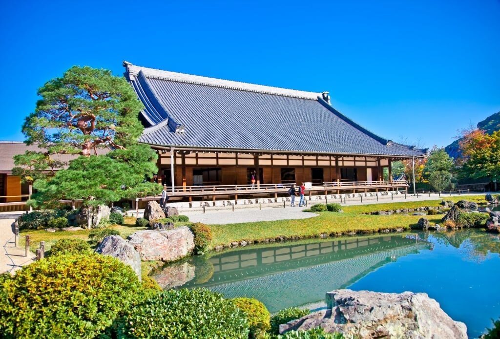 Facade of Tenryu-ji Temple with traditional Japanese garden