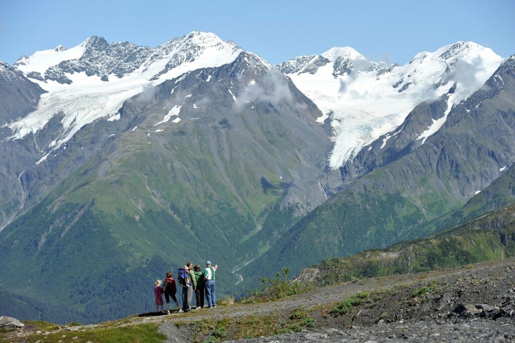 People hiking near Alyeska Glacier
