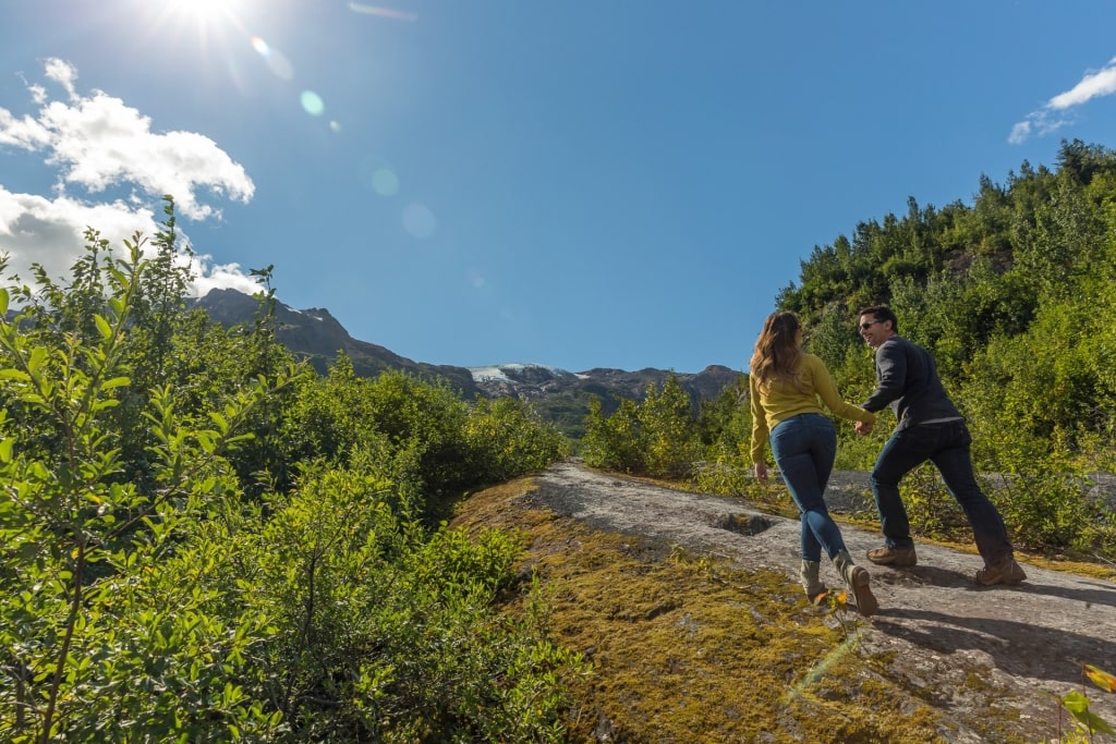 Couple hiking near Exit Glacier