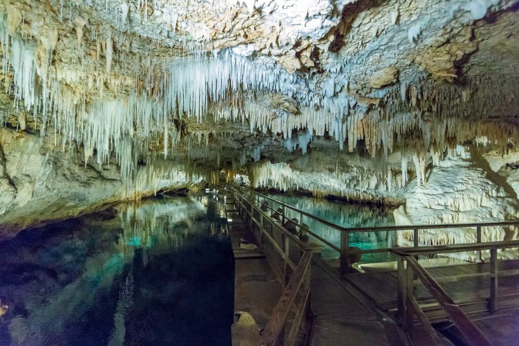 Glowing crystal cave in Bermuda