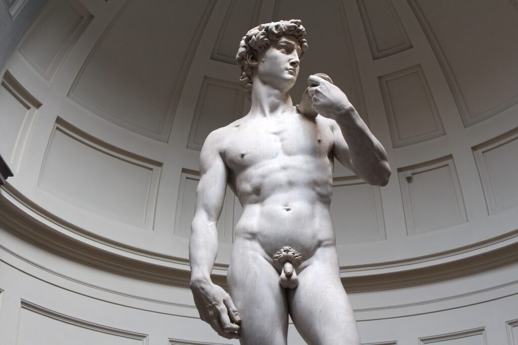 David inside the Accademia Museum in Florence, Italy