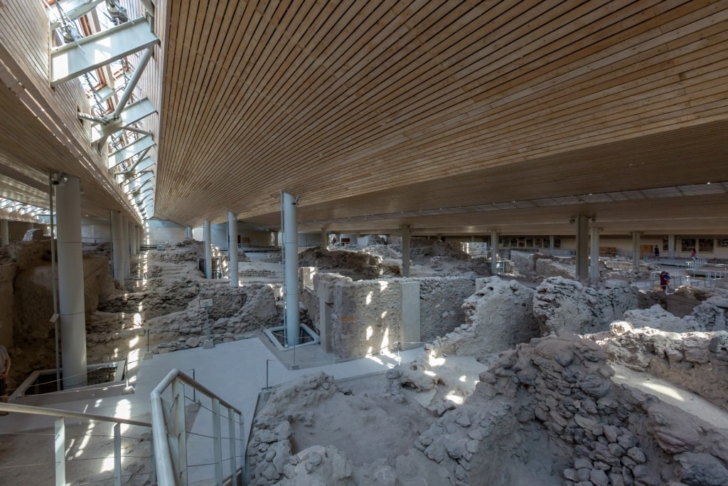 Historic site of Akrotiri in Santorini, Greece