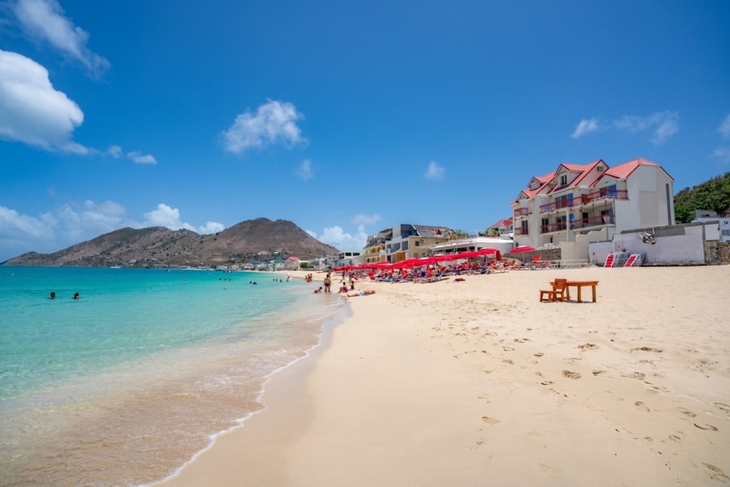 Sandy beach of Grand Case, St. Maarten