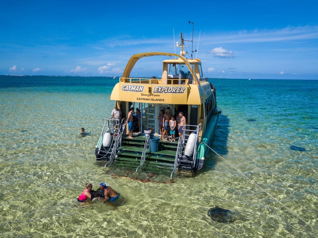 People on a boat in Stingray City