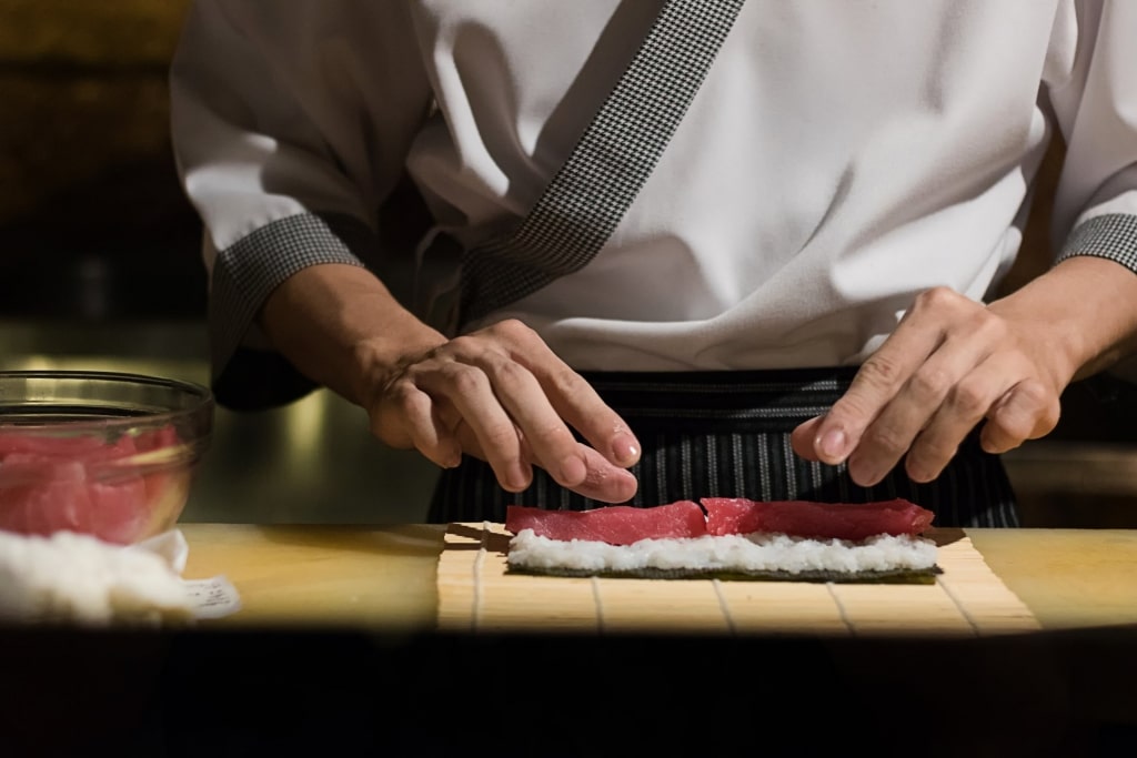 Chef preparing sushi