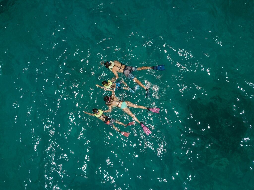 People snorkeling on water