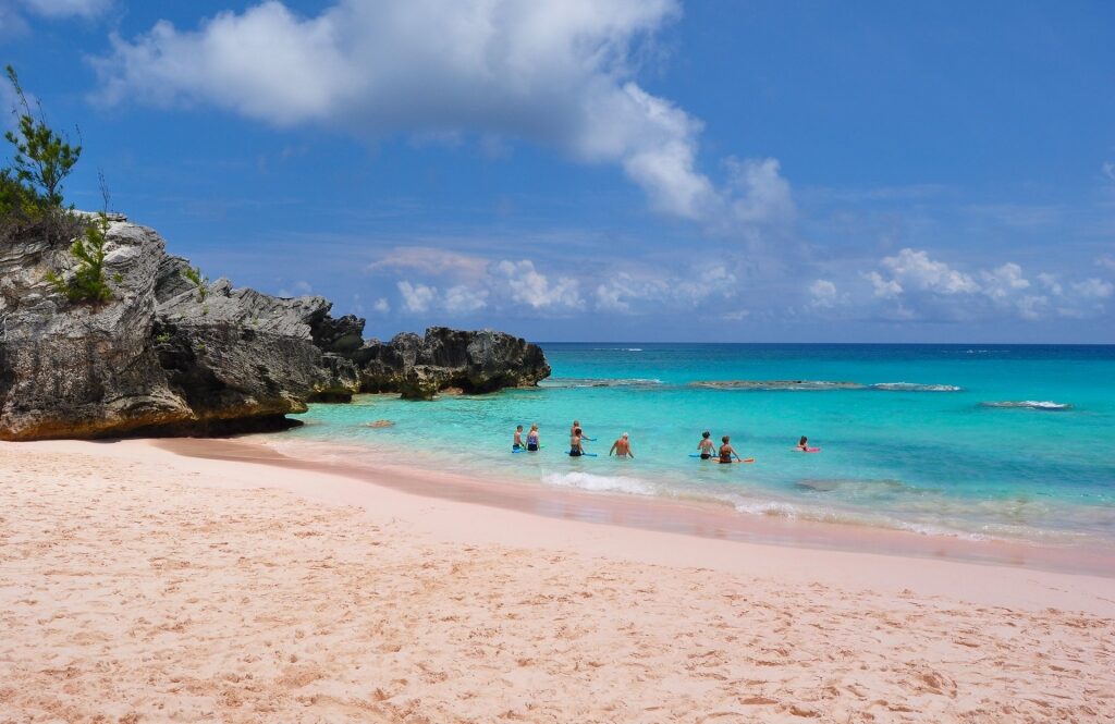 Beautiful Horseshoe Bay with pink sands and blue waters