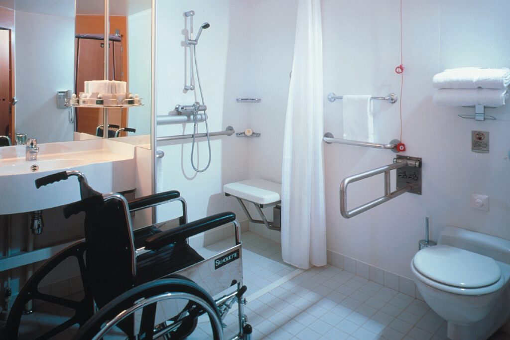 Bathroom with wheelchair