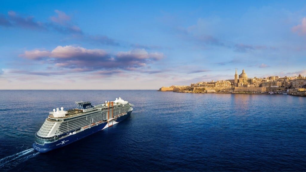 Celebrity Apex cruising with Malta view