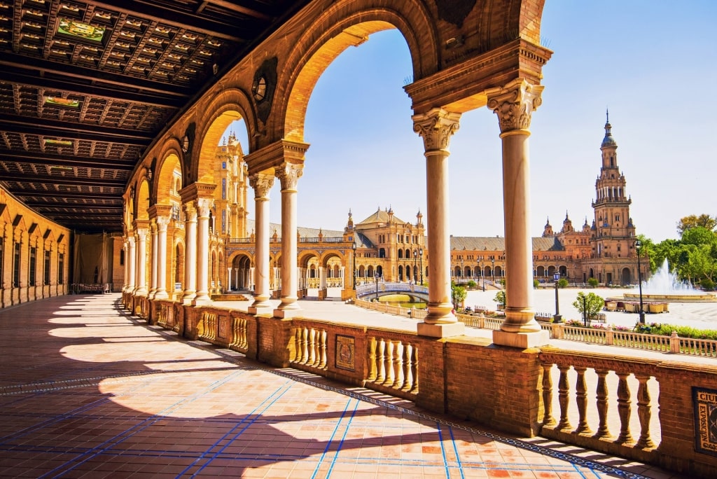 Quiet plaza in Seville, Spain