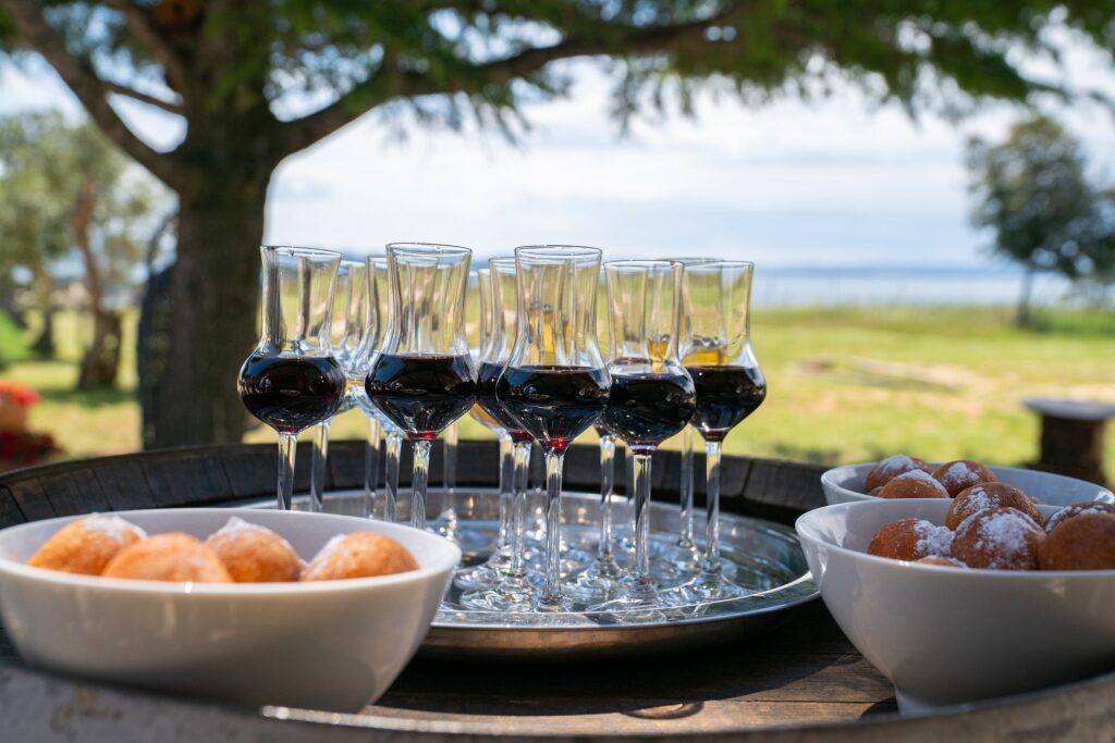 Glasses of wine at a vineyard in Zadar