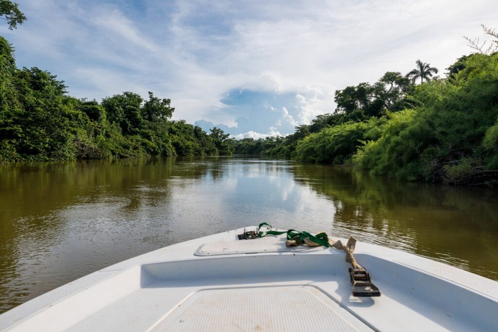 Boat through Belize river