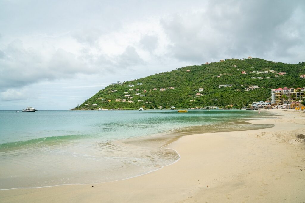 Clear water and white sand beach in Tortola