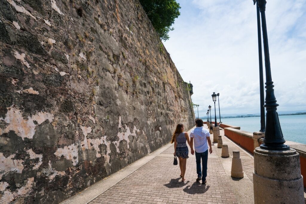 Couple walking along Old San Juan