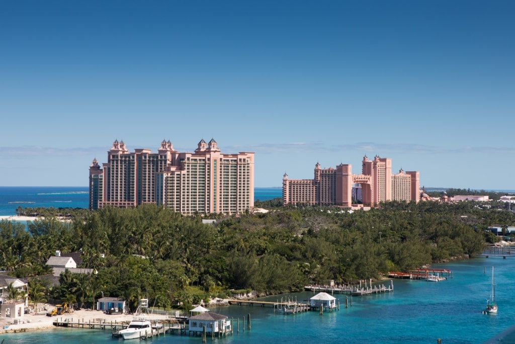 Pink facade of Atlantis in Nassau, Bahamas