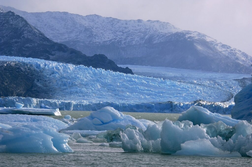 Icy waters along Upsala Glacier in South America