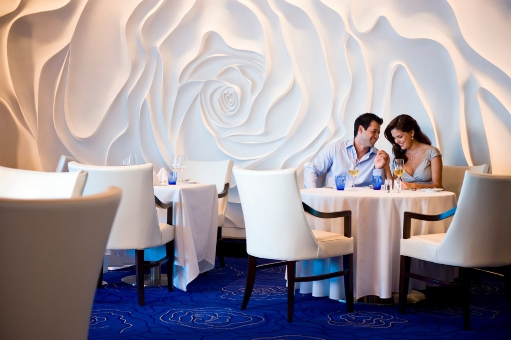 Couple eating at Blu restaurant on Celebrity