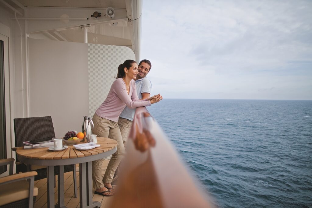 Couple hanging out on a cruise veranda