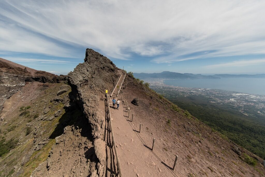 Couple hiking the beautiful Mount Vesuvius National Park