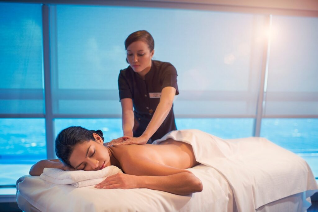 Woman getting a massage on a cruise
