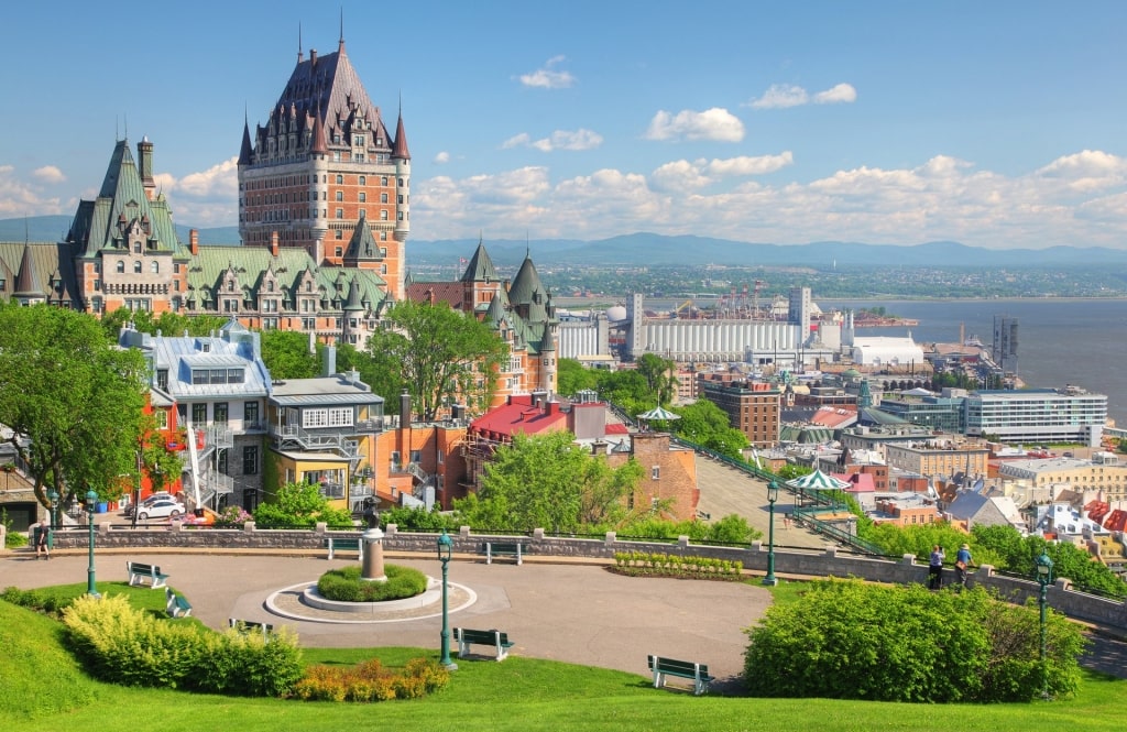 Landscape view of Old Quebec City including Chateau Frontenac