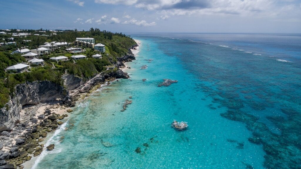 Aerial view of beach in Bermuda