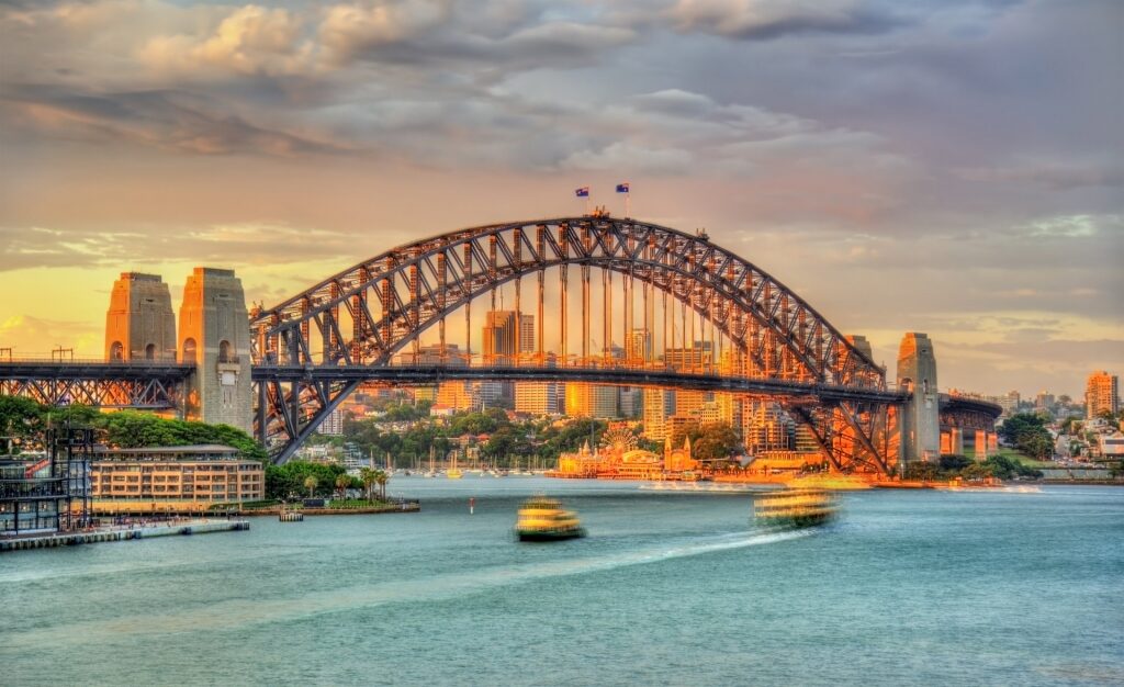 Harbour Bridge in Sydney Australia at sunrise