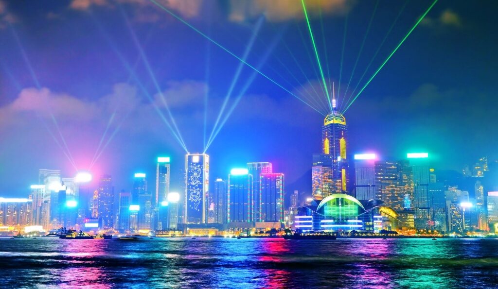 Lights show in Hong Kong