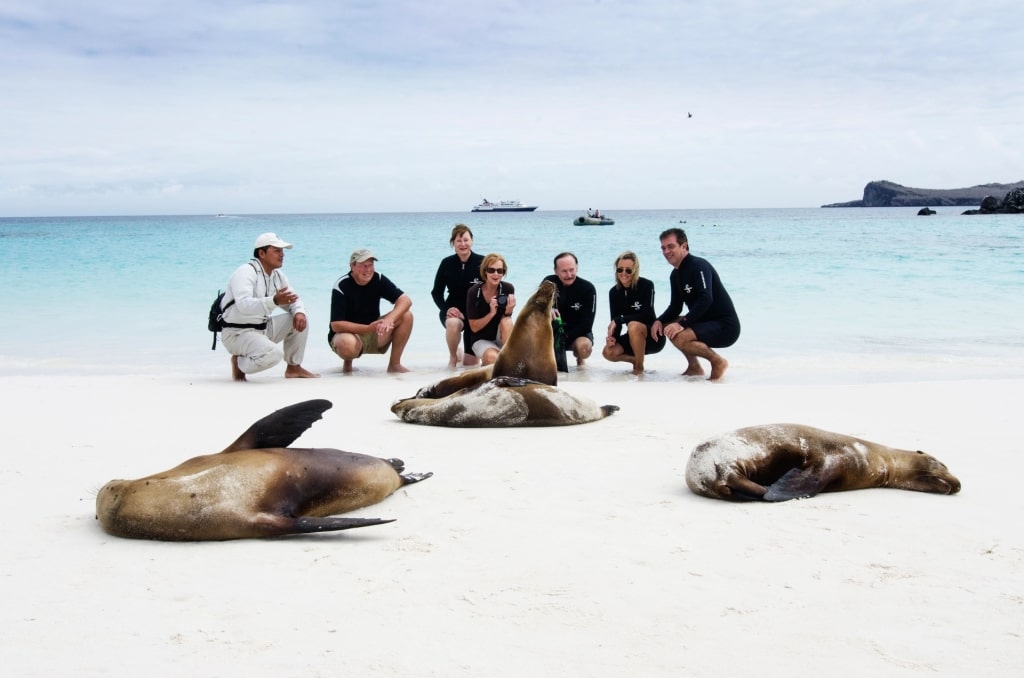 People sightseeing in the Galapagos