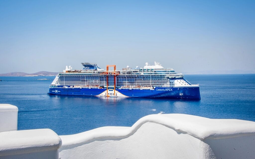 Celebrity sailing in Mykonos, Greece