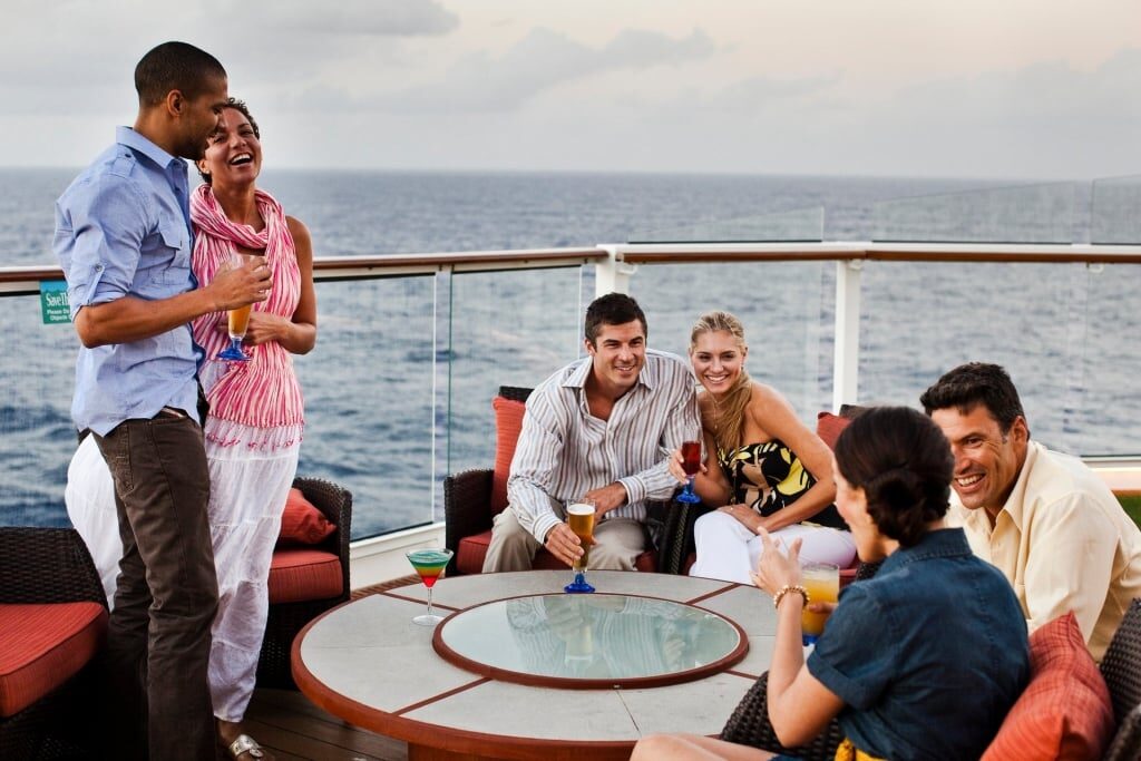 People talking on a cruise