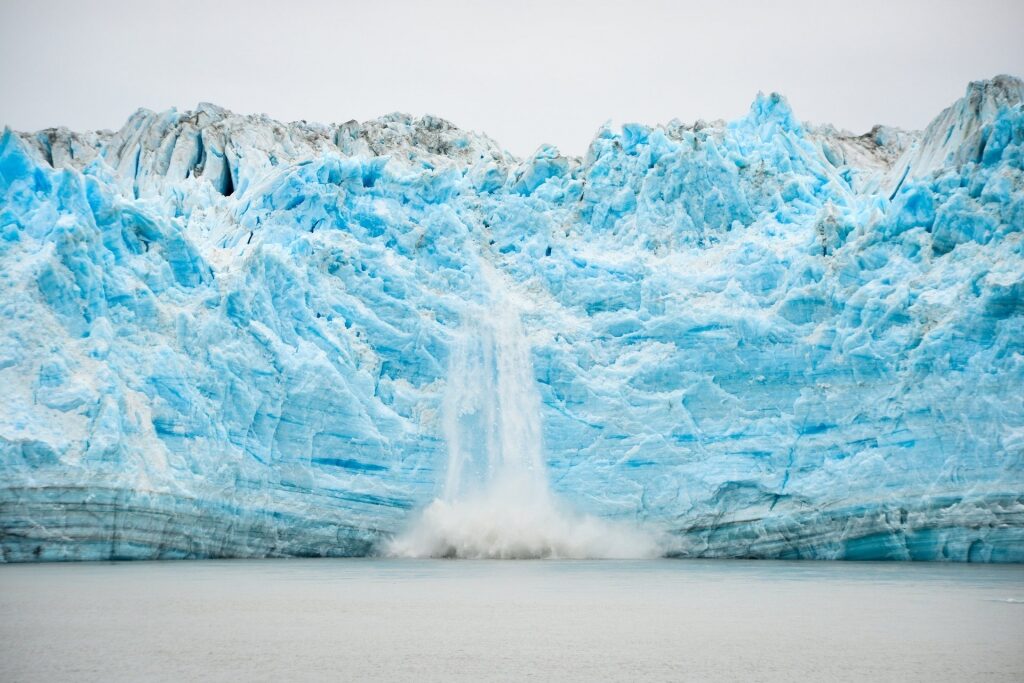 Calving of ice in Hubbard Glacier, Alaska