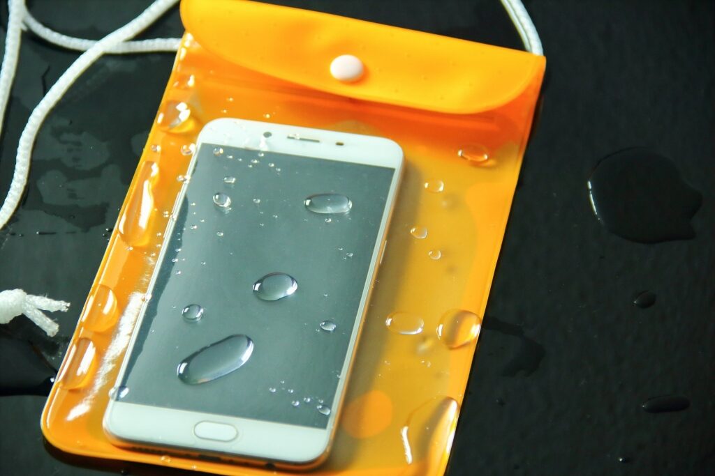Cell phone inside a drybag