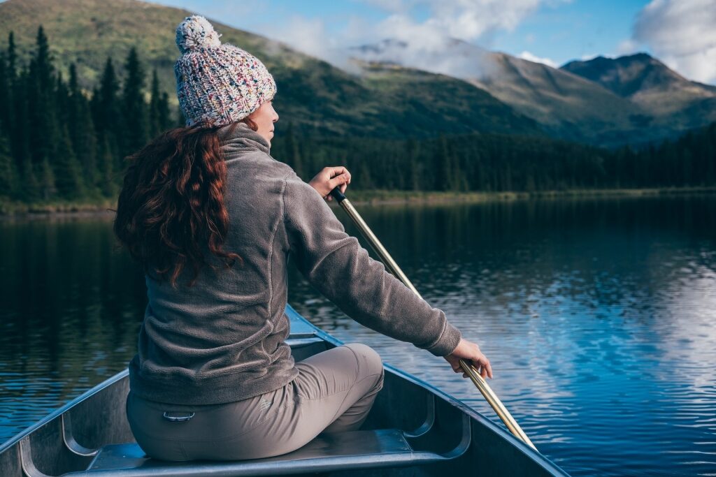 Woman on a boat in Alaska