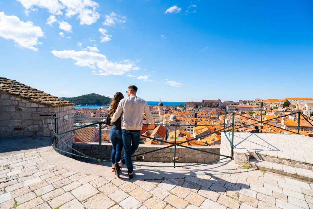 Couple sightseeing from Old Town Dubrovnik, Croatia
