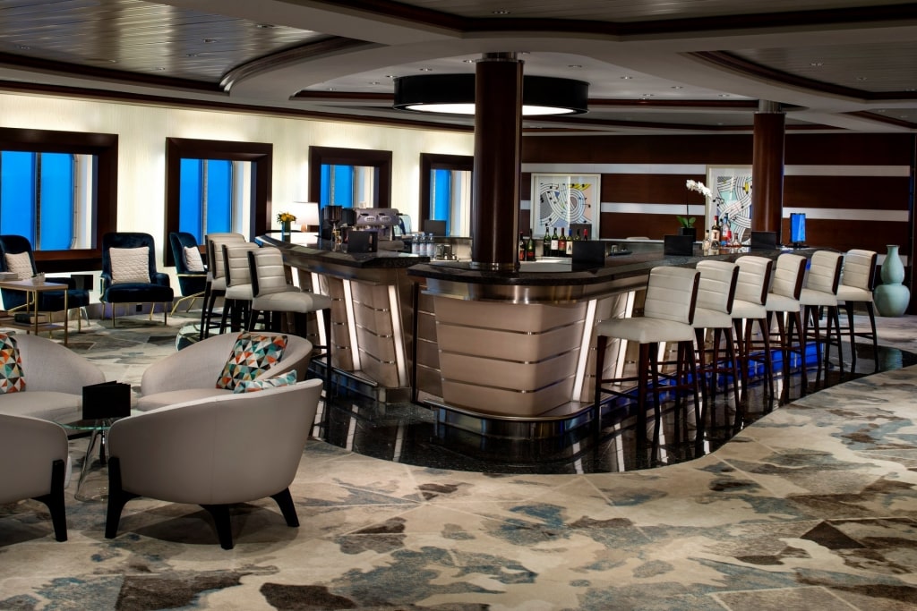 Modern interior of Passport Bar on Celebrity Cruises