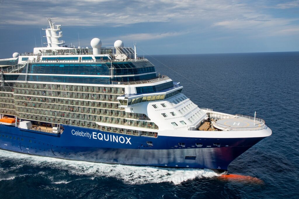 Medium close up view of Celebrity Equinox on cruise